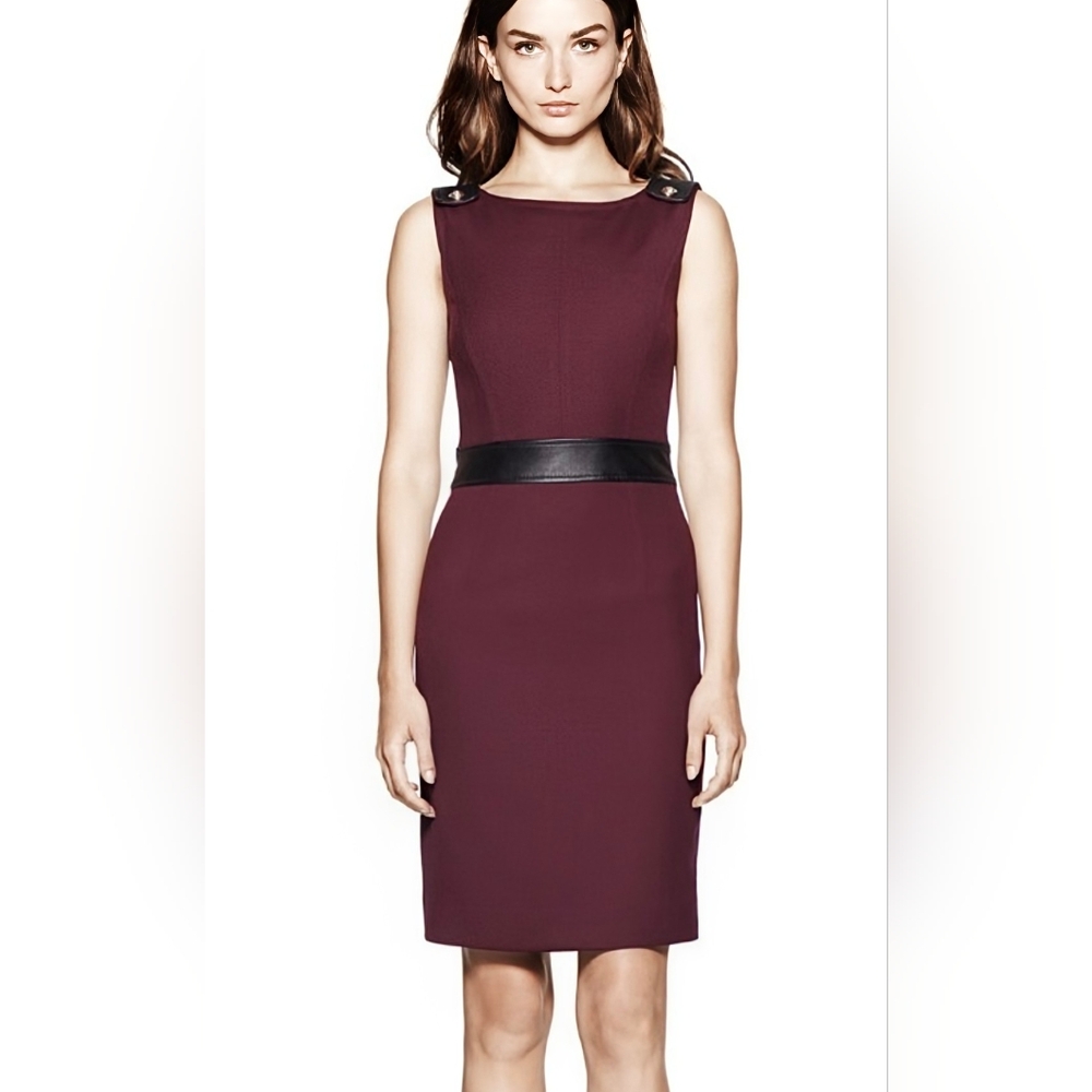 Tory Burch Wool And Leather Sheath Dress